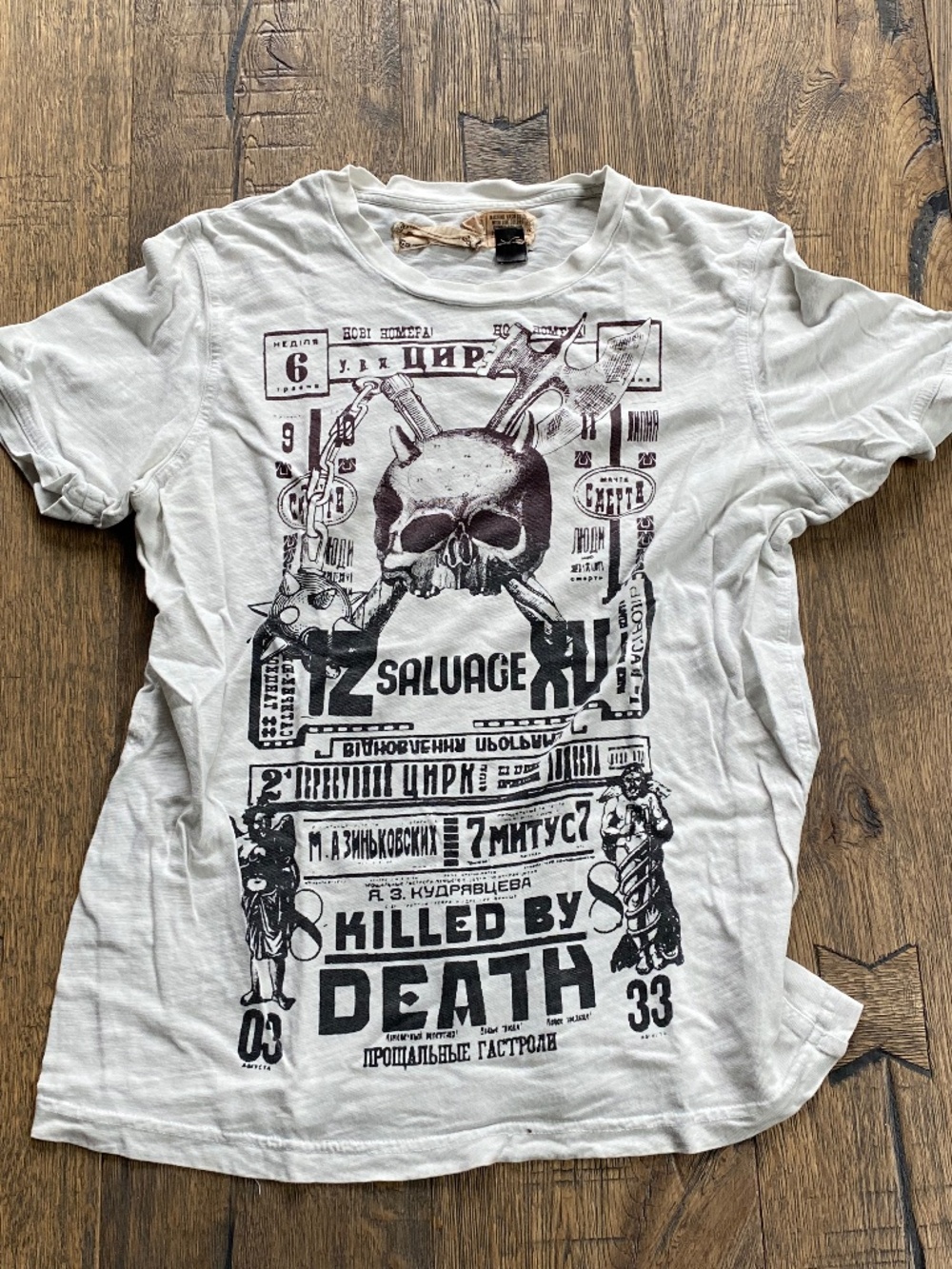 Vintage Salvage "Killed by Death" Skull Graphic Tee - Size L